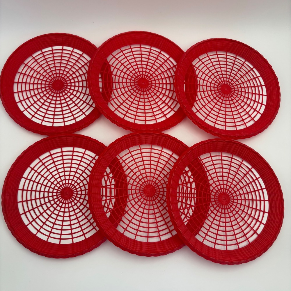 Unbranded Paper Plate Holders Unisex OS Red Excellent Set of 6 Plastic Woven